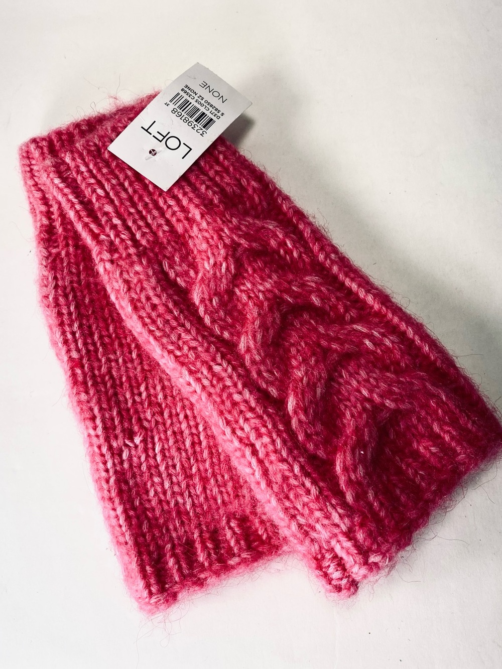 LOFT Cable Knit Fingerless Gloves Bright Fuchsia Pink NWT